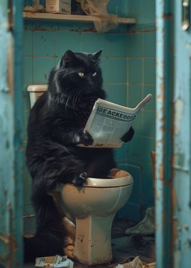 Black Cat In Toilet