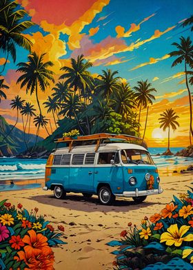 van on the beach