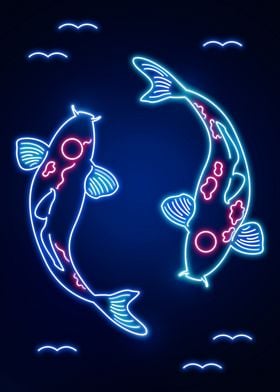 Neon Koi Fish