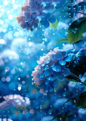 Blue Hydrangea Flowers