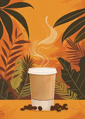 Coffee With Tropical Leave