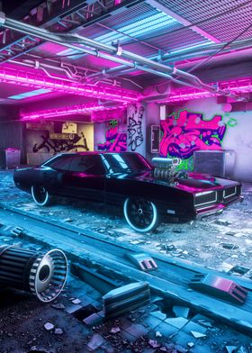 car neon graffiti