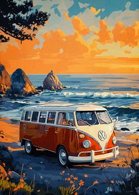 van on the beach