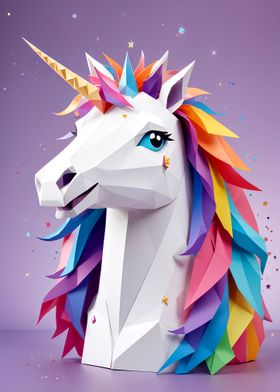 papercut colorful unicorn