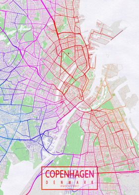 Copenhagen Map Colorful