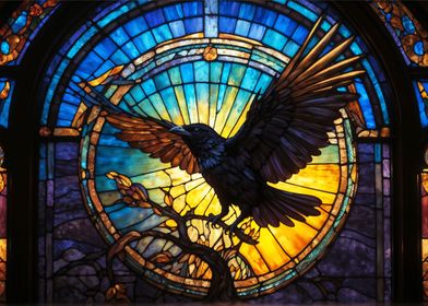 Crow in Stained Glass