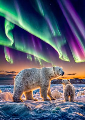 Aurora Over Polar Bears