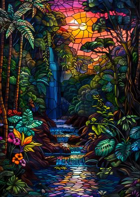 Waterfall Stained Glass