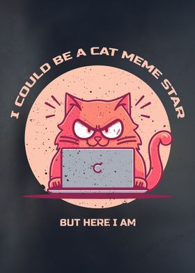 Cat Meme Star Laptop Art