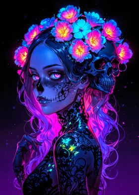 Dark Flower Skull Girl