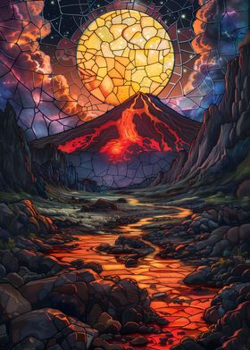 Volcano Stained Glass