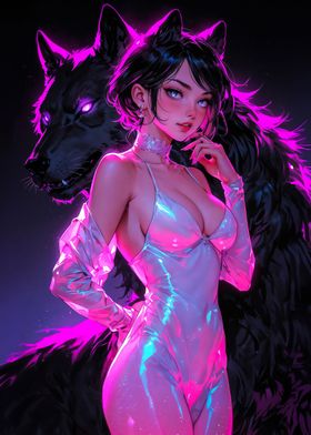Neon Wolf Lady