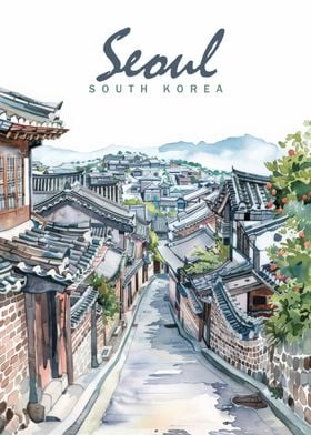 Seoul City Watercolor