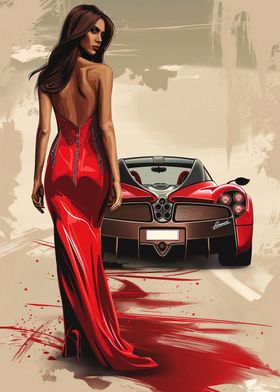 Lady in red Pagani Huayra