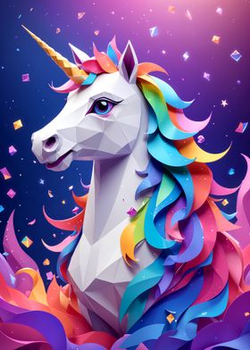 papercut colorful unicorn