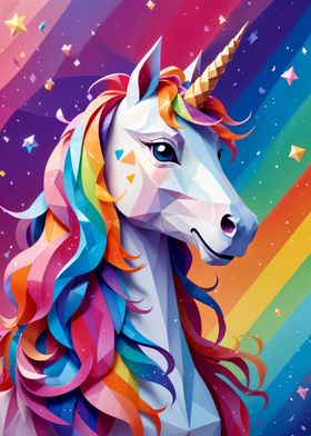 papercut colorful unicorn