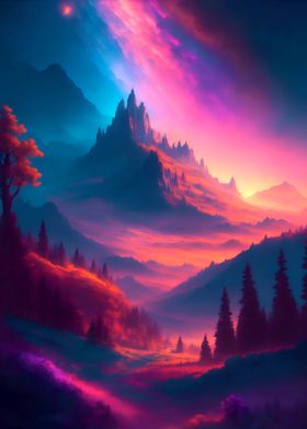 Colorful RGB mountain hill