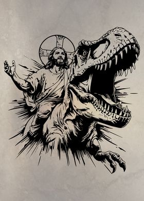 Jesus Riding a T Rex 