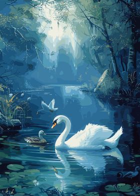 Swan In Forest