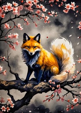 cherry blossom fox