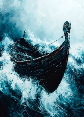 Viking Boat in the Storm