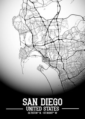 San Diego City Map White