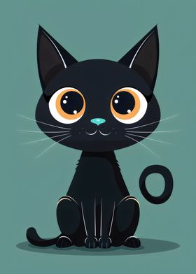 Cute Minimal Black Cat