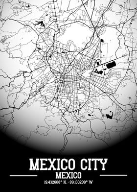 Mexico City Map White