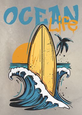 Ocean Life Surfboard Art