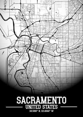 Sacramento City Map White