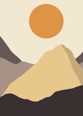 Large Sun with mountains