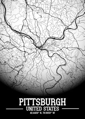 Pittsburgh City Map White