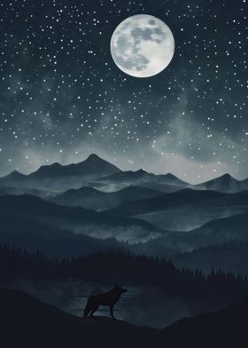 Moonlit Wolf Night