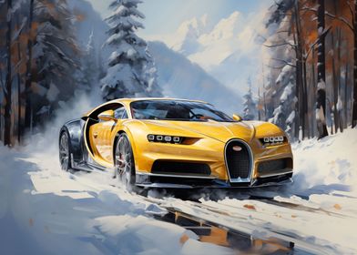 Bugatti Chiron in winter