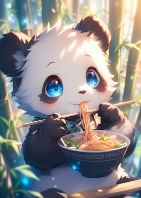 Panda eating Ramen