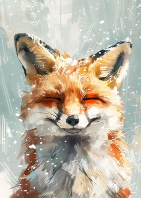 Happy Winter Fox Snow