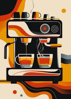 Retro Coffee Machine Art