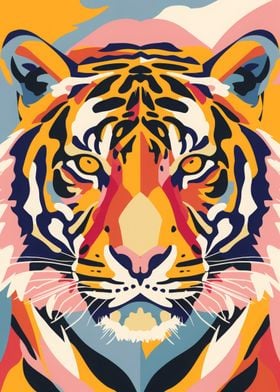 Tiger Pop Abstract Flat