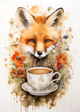 Art fox and a cup of tea