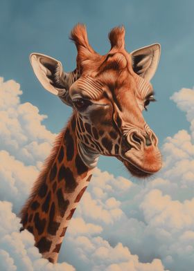 Giraffe Clouds Blue Sky