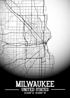 Milwaukee City Map White