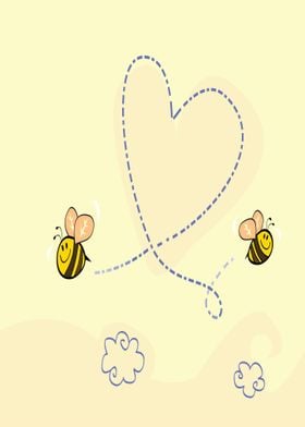 Lovely Bees Make Heart