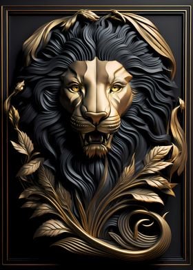 Golden King Lion Portrait