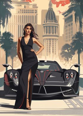 Pagani Huayra car and girl