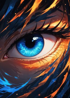 anime blue eyes fire