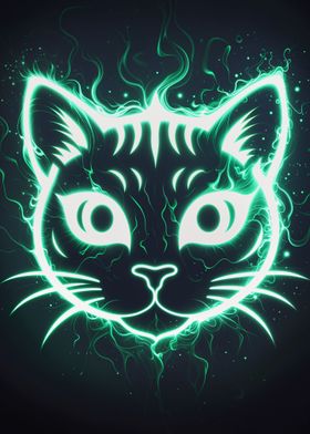 Green Neon Cat