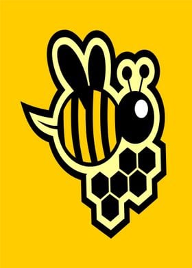 Bee Illustration Honeycomb