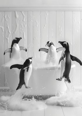 Penguins In Bathtub