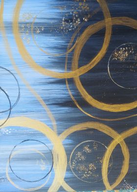 Gold circles on black blue