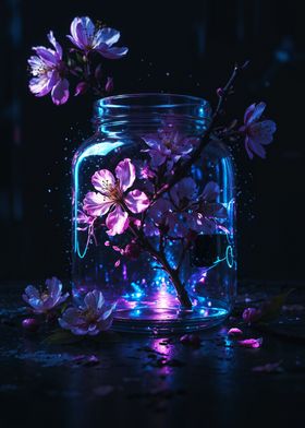 Mason Jar of Purple Flower